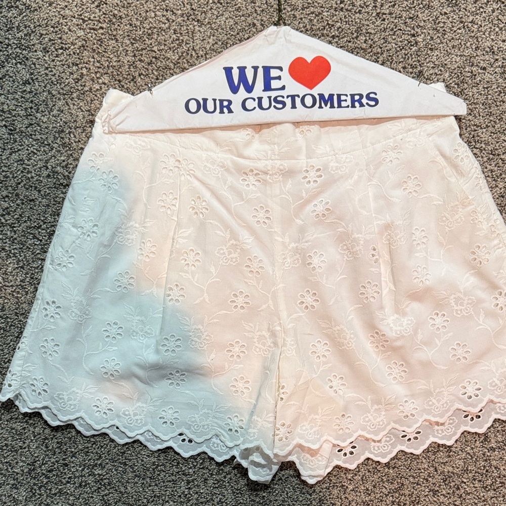 LOFT White Eyelet High Waist Shorts
